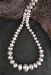 LONG NAVAJO SILVER PEARL BEAD NECKLACE