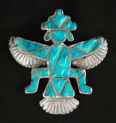 ZUNI LAMBERT HOMER TURQUOISE INLAID PIN