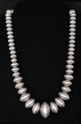 LEO YAZZIE SILVER PEARL BEAD NECKLACE