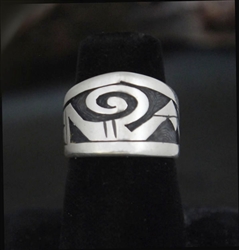 HOPI MICHAEL KABOTIE SILVER OVERLAY RING