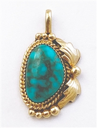 LOVELY RAY BENNETT 14K GOLD TURQUOISE PENDANT