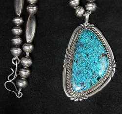 LOVELY FINE WEBBED #8 TURQUOISE PENDANT