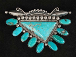 UNIQUE VINTAGE NAVAJO TURQUOISE PIN