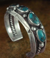 TRADITIONAL HEAVY BISBEE TURQUOISE ROW BRACELET