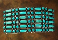 RARE #8 TURQUOISE ZUNI DOT DASH ROW BRACELET