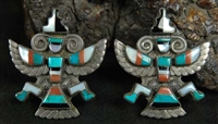 BEAUTIFUL ZUNI KNIFEWING INLAID EARRINGS