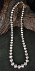 NAVAJO HAND MADE SILVER PEARL BEAD NECKLACE