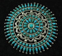 BLUE GEM TURQUOISE CLUSTER PIN