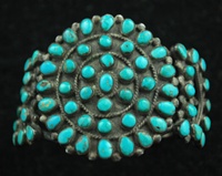 TRADITIONAL CLUSTER TURQUOISE CUFF BRACELET