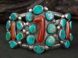 LOVELY DAN SIMPLICIO CORAL AND TURQUOISE BRACELET
