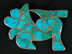 BEAUTIFUL ZUNI INLAID ABSTRACT BIRD PIN