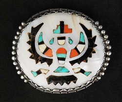 LOVELY ZUNI INLAID C.G. WALLACE KNIFEWING PIN