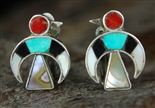 TINY ZUNI INLAID CLIP-ON EARRINGS