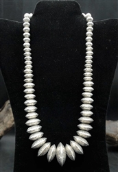 VINTAGE STAMPED SAUCER BEAD NECKLACE 23"