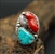 LARGE MIKE SIMPLICIO CORAL & TURQUOISE RING