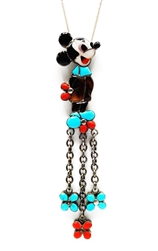 Veronica Poblano Zuni Micky Mouse Pendant with Flowers