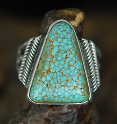 LOVELY NAVAJO WEBBED #8 TURQUOISE RING