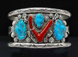 RARE LEE EDAAKIE TURQUOISE & CORAL BRACELET