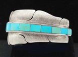 MICHAEL KIRK SILVER FEATHER INLAID BRACELET
