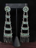 WONDERFUL VINTAGE ZUNI 5" DANGLE EARRING