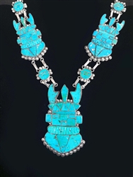 RARE C.G. WALLACE ERA TURQUOISE ANTELOPE NECKLACE