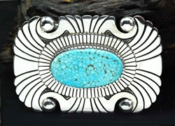 ALTON BEDONIE #8 TURQUOISE BELT BUCKLE