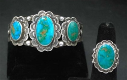 STUNNING FRED PESHLAKAI BLUE GEM BRACELET SET