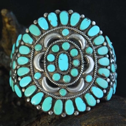 WARREN AND DORIS ONDELACY TURQUOISE CLUSTER BRACELET