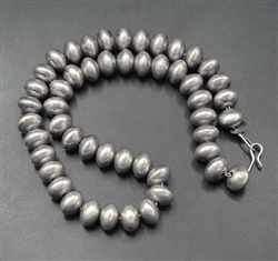 LOVELY LEO YAZZIE NAVAJO SILVER BEAD NECKLACE