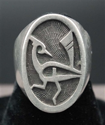 HOPI STEVEN POOYOUMA SILVER OVERLAY RING