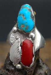 BEAUTIFUL DAN SIMPLICIO TURQUOISE & CORAL RING