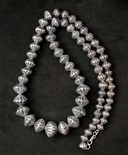 VINTAGE FLUTED SILVER BEAD NECKLACE 24"