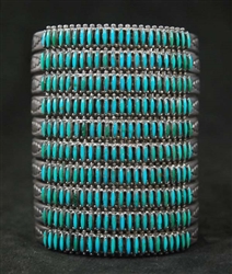 RARE 10 ROW ZUNI NEEDLEPOINT TURQUOISE BRACELET