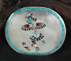 FRANK VACIT INLAID ZUNI EAGLE DANCER BUCKLE