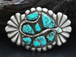 JUAN CALAVAZA 1950'S MORENCI TURQUOISE BELT BUCKLE