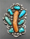 LOVELY DAN SIMPLICIO CORAL & TURQUOISE PIN