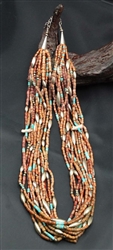 AUDIE YAZZIE 12 STRAND RARE CORAL BEAD NECKLACE