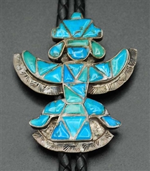 ZUNI LAMBERT HOMER TURQUOISE INLAID BOLO