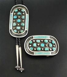 JOBETH MAYES INLAID STONE MAIZE BOLO/BUCKLE SET