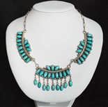 LOVELY ZUNI MARQUISE TURQUOISE NECKLACE