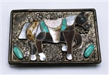 VINTAGE NORA LEEKITY HORSE BELT BUCKLE