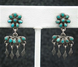 LOVELY EARLY VINTAGE ZUNI DANGLE EARRINGS