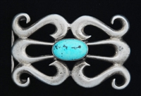 NAVAJO SAND CAST PERSIAN TURQUOISE BUCKLE