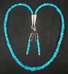 NATURAL MORENCI TURQUOISE NECKLACE AND EARRING