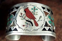 VINTAGE NAVAJO JOHNNY HAWLEY INLAID BRACELET