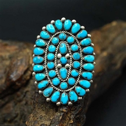 FANNIE W. ONDELACY TURQUOISE CLUSTER RING