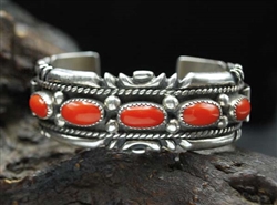 WILSON & CAROL BEGAY VINTAGE CORAL BRACELET