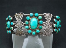 BEAUTIFUL EARLY NAVAJO CLUSTER BRACELET