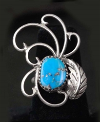 UNIQUELY CRAFTED NAVAJO MORENCI TURQUOISE RING
