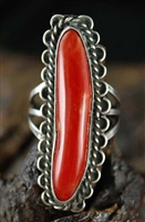 LOVELY LONG NAVAJO CORAL RING